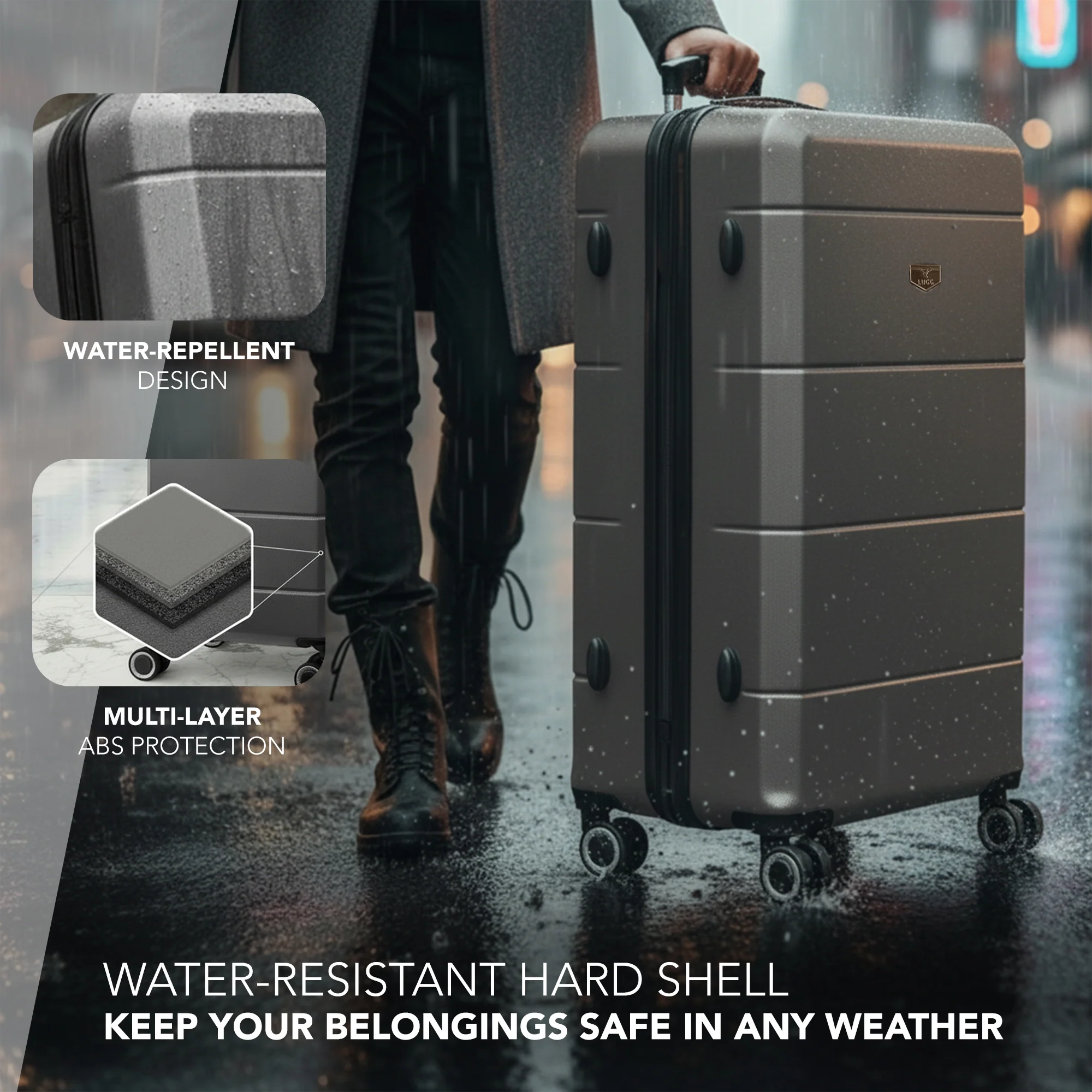 Jetset 32" Large Suitcase – Lightweight Hard Shell Luggage with TSA Lock – Water-Resistant ABS Spinner Suitcase – 4 Wheels – 86x58x31cm Travel Bag - Gunmetal - Image 9