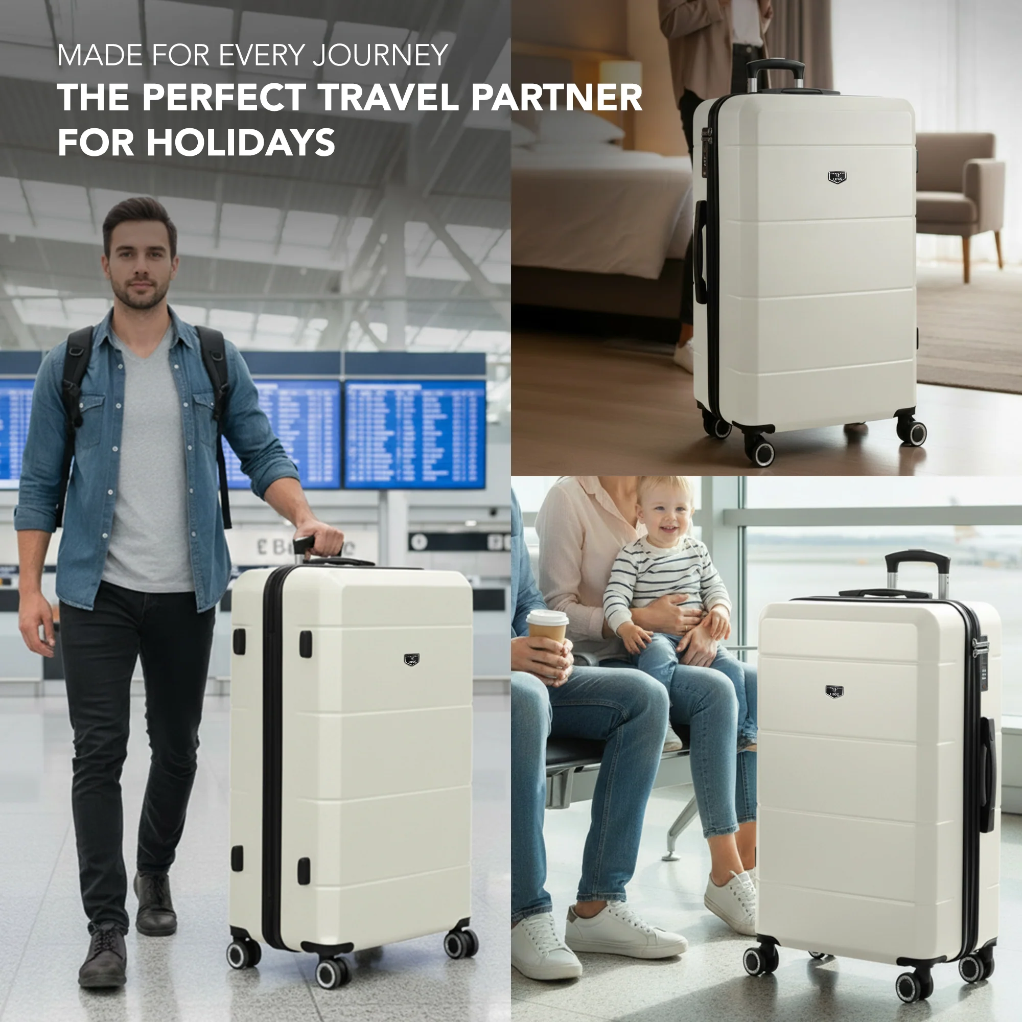 Jetset 32" Large Suitcase – Lightweight Hard Shell Luggage with TSA Lock – Water-Resistant ABS Spinner Suitcase – 4 Wheels – 86x58x31cm Travel Bag - Ivory - Image 6