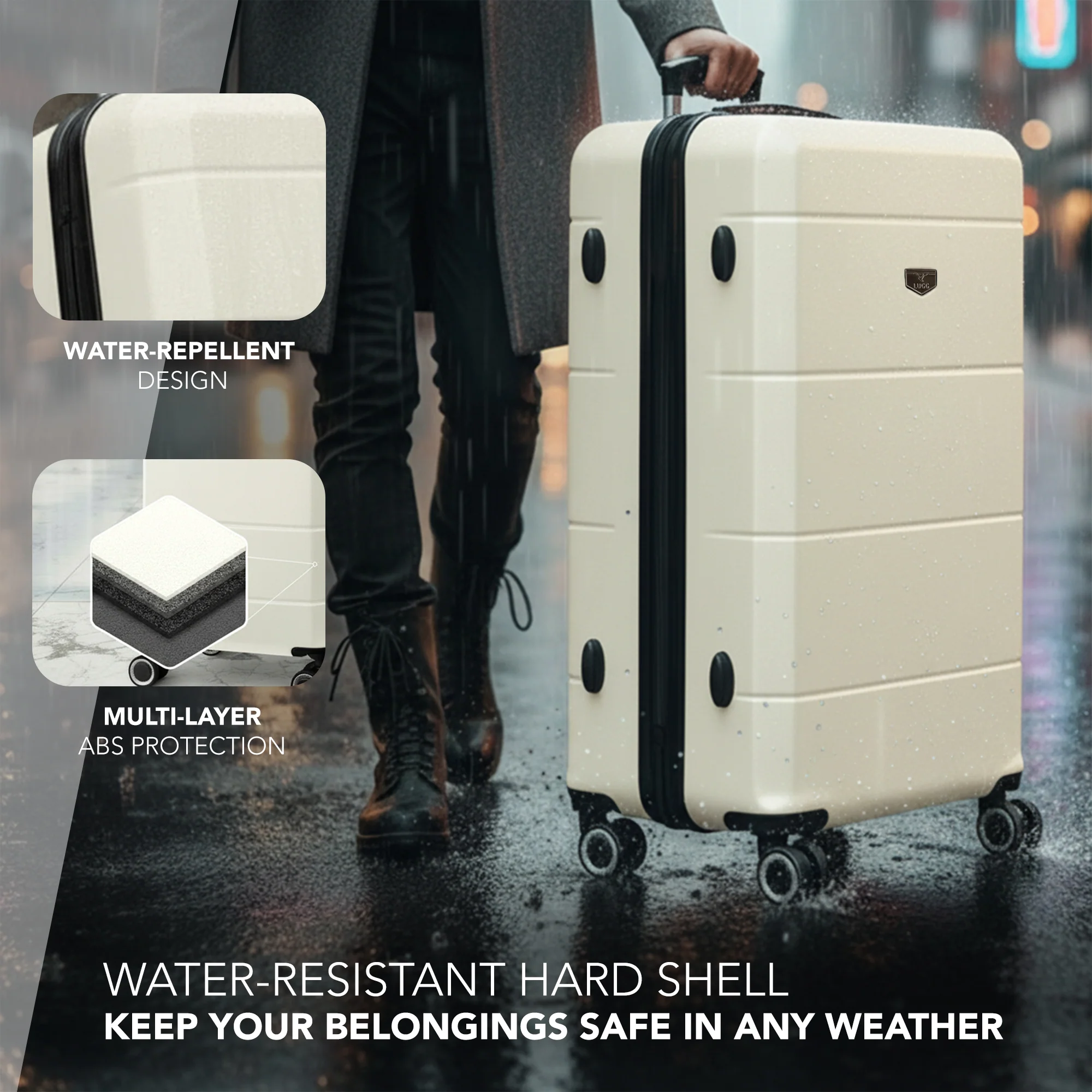 Jetset 32" Large Suitcase – Lightweight Hard Shell Luggage with TSA Lock – Water-Resistant ABS Spinner Suitcase – 4 Wheels – 86x58x31cm Travel Bag - Ivory - Image 7