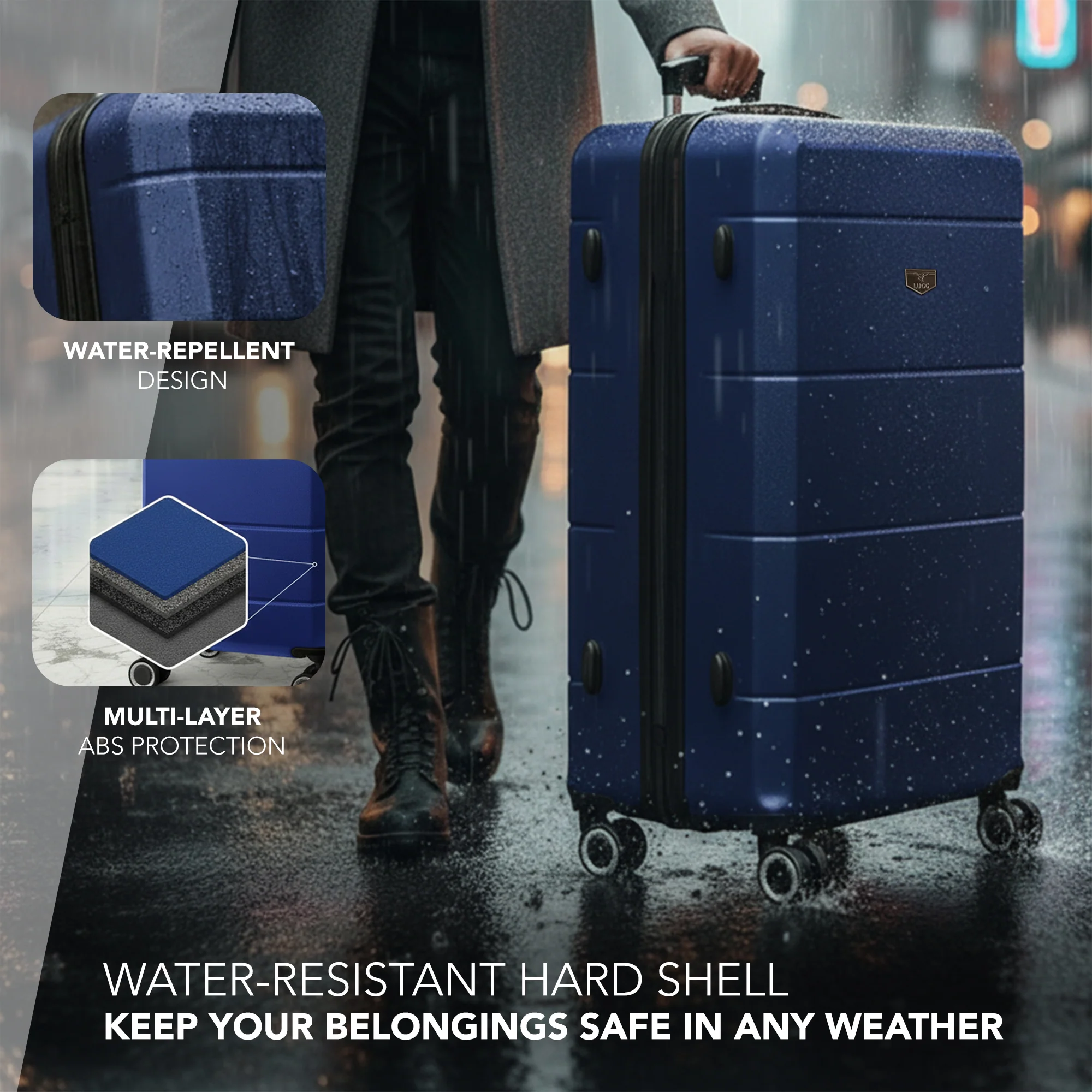 Jetset 32" Large Suitcase – Lightweight Hard Shell Luggage with TSA Lock – Water-Resistant ABS Spinner Suitcase – 4 Wheels – 86x58x31cm Travel Bag - Midnight Blue - Image 4