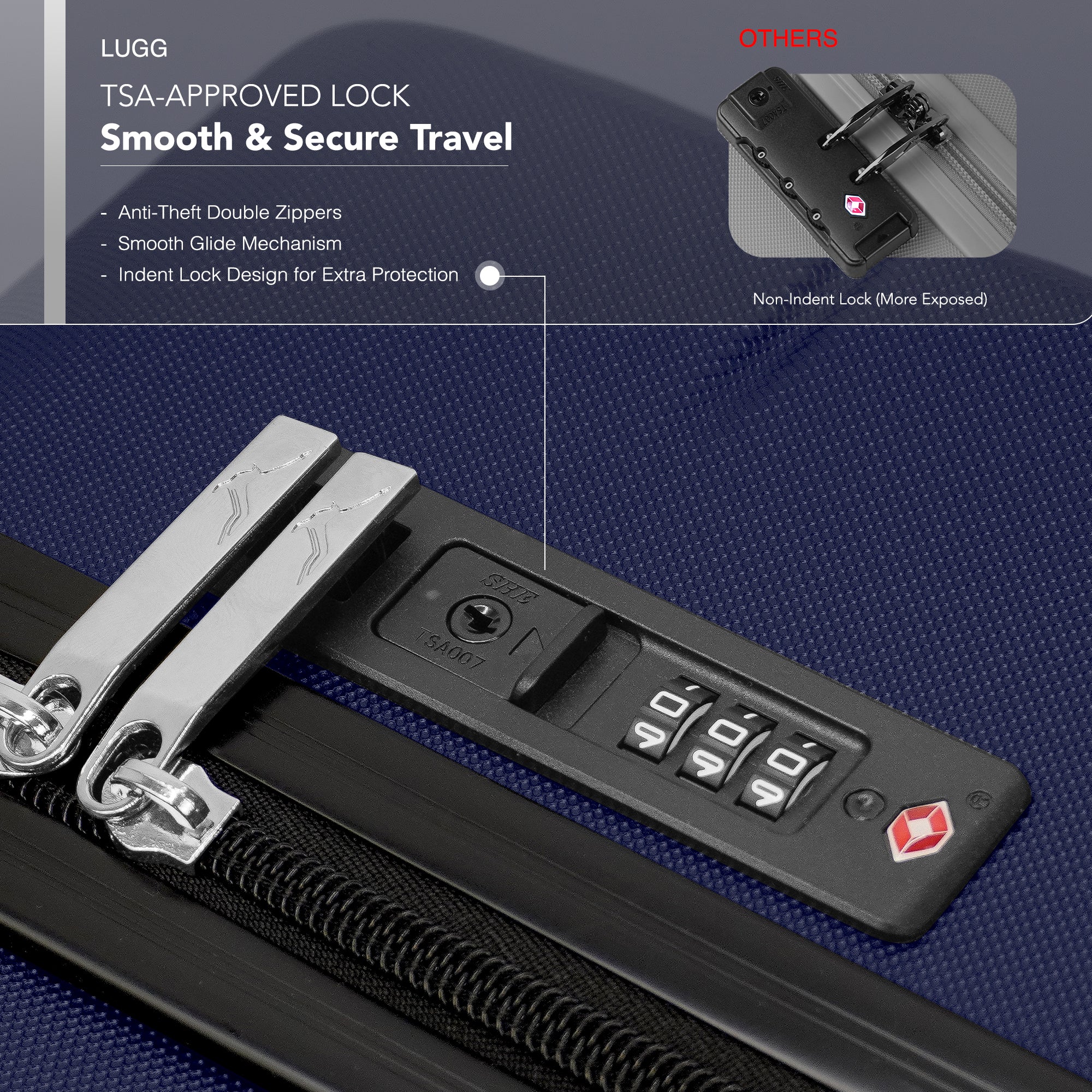 Jetset 32" Large Suitcase – Lightweight Hard Shell Luggage with TSA Lock – Water-Resistant ABS Spinner Suitcase – 4 Wheels – 86x58x31cm Travel Bag - Midnight Blue - Image 5