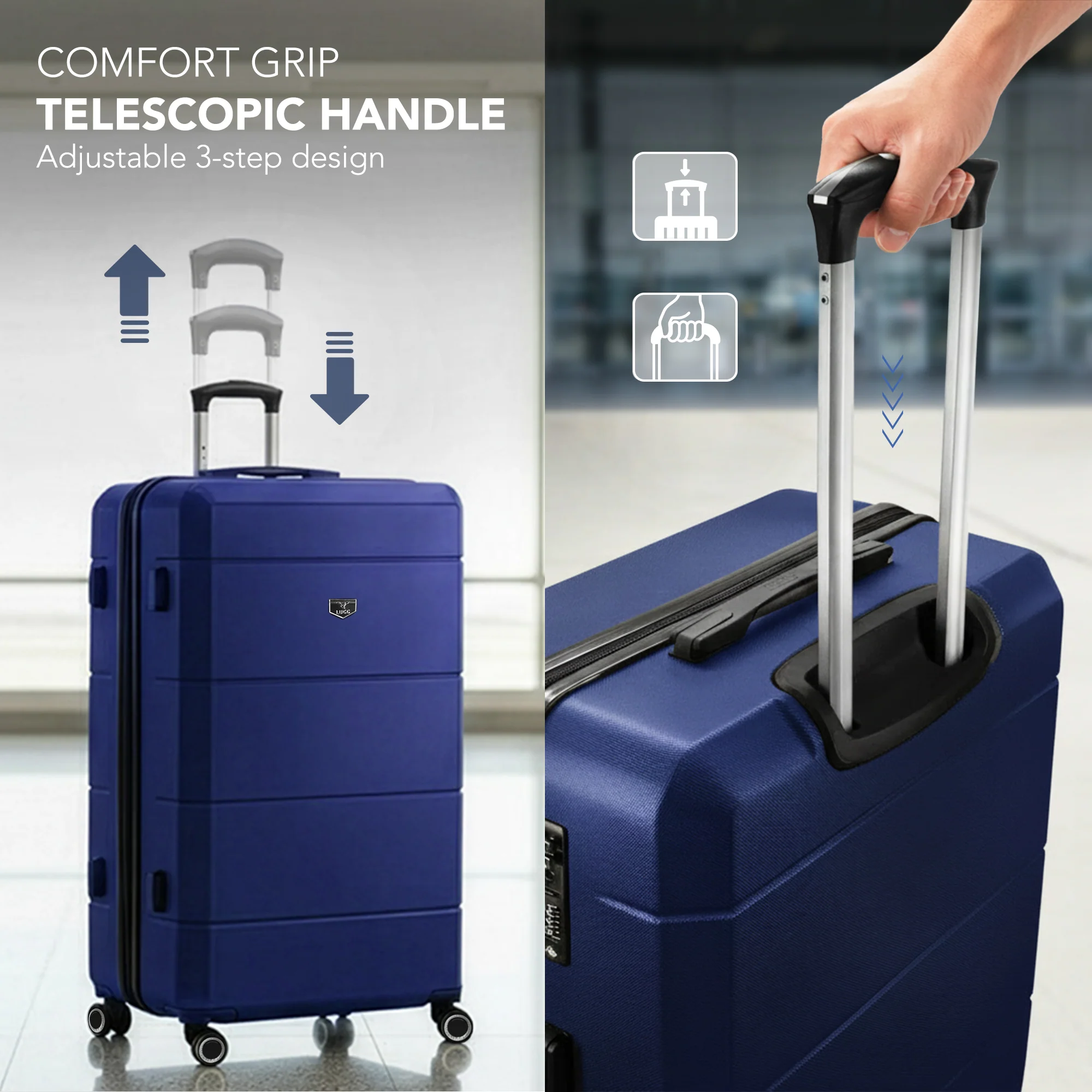 Jetset 32" Large Suitcase – Lightweight Hard Shell Luggage with TSA Lock – Water-Resistant ABS Spinner Suitcase – 4 Wheels – 86x58x31cm Travel Bag - Midnight Blue - Image 7