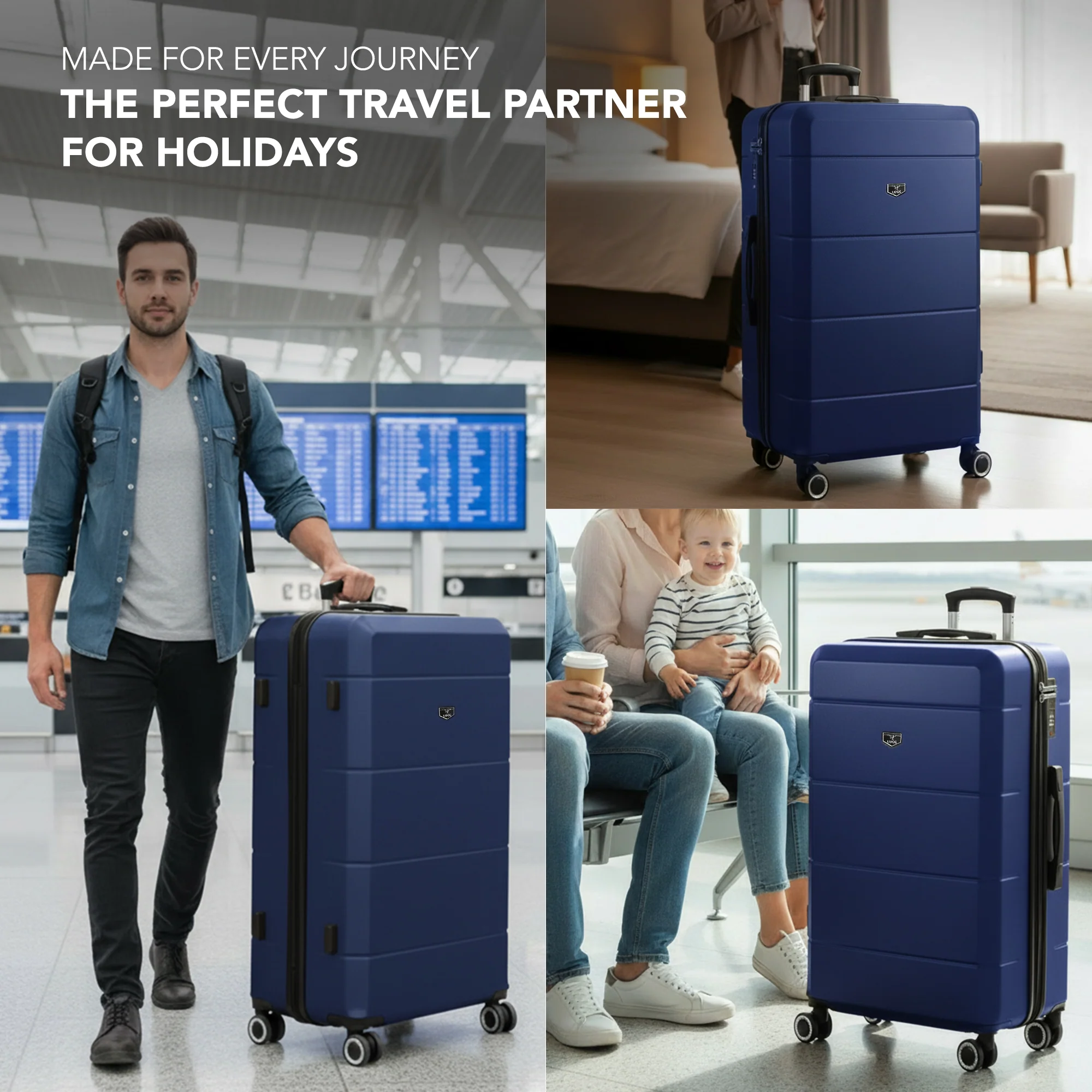 Jetset 32" Large Suitcase – Lightweight Hard Shell Luggage with TSA Lock – Water-Resistant ABS Spinner Suitcase – 4 Wheels – 86x58x31cm Travel Bag - Midnight Blue - Image 9
