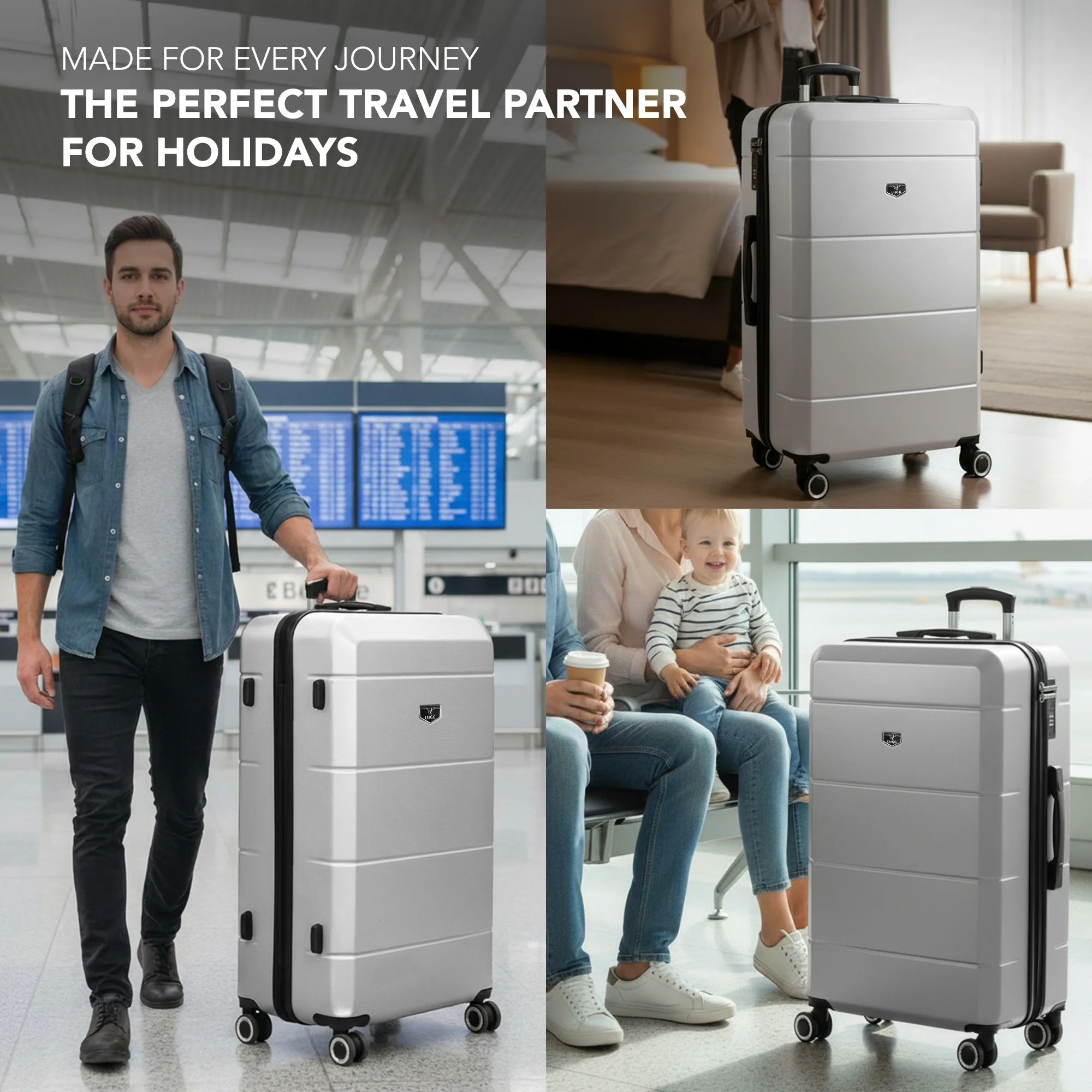 Jetset 32" Large Suitcase – Lightweight Hard Shell Luggage with TSA Lock – Water-Resistant ABS Spinner Suitcase – 4 Wheels – 86x58x31cm Travel Bag - Silver - Image 5