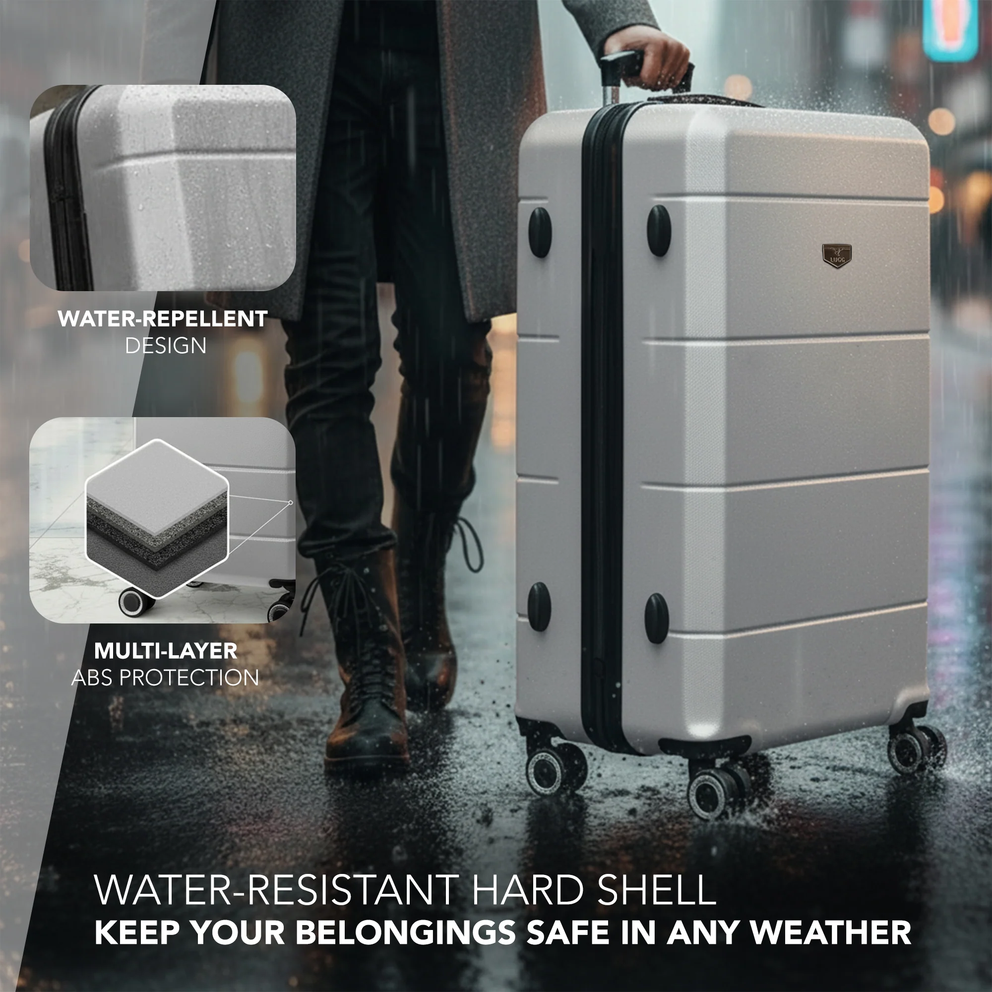 Jetset 32" Large Suitcase – Lightweight Hard Shell Luggage with TSA Lock – Water-Resistant ABS Spinner Suitcase – 4 Wheels – 86x58x31cm Travel Bag - Silver - Image 6