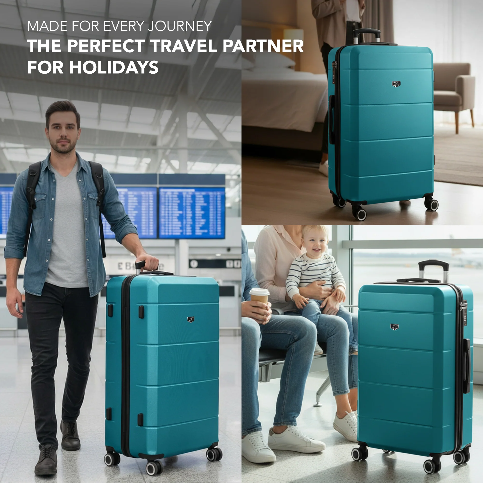 Jetset 32" Large Suitcase – Lightweight Hard Shell Luggage with TSA Lock – Water-Resistant ABS Spinner Suitcase – 4 Wheels – 86x58x31cm Travel Bag - Teal - Image 5