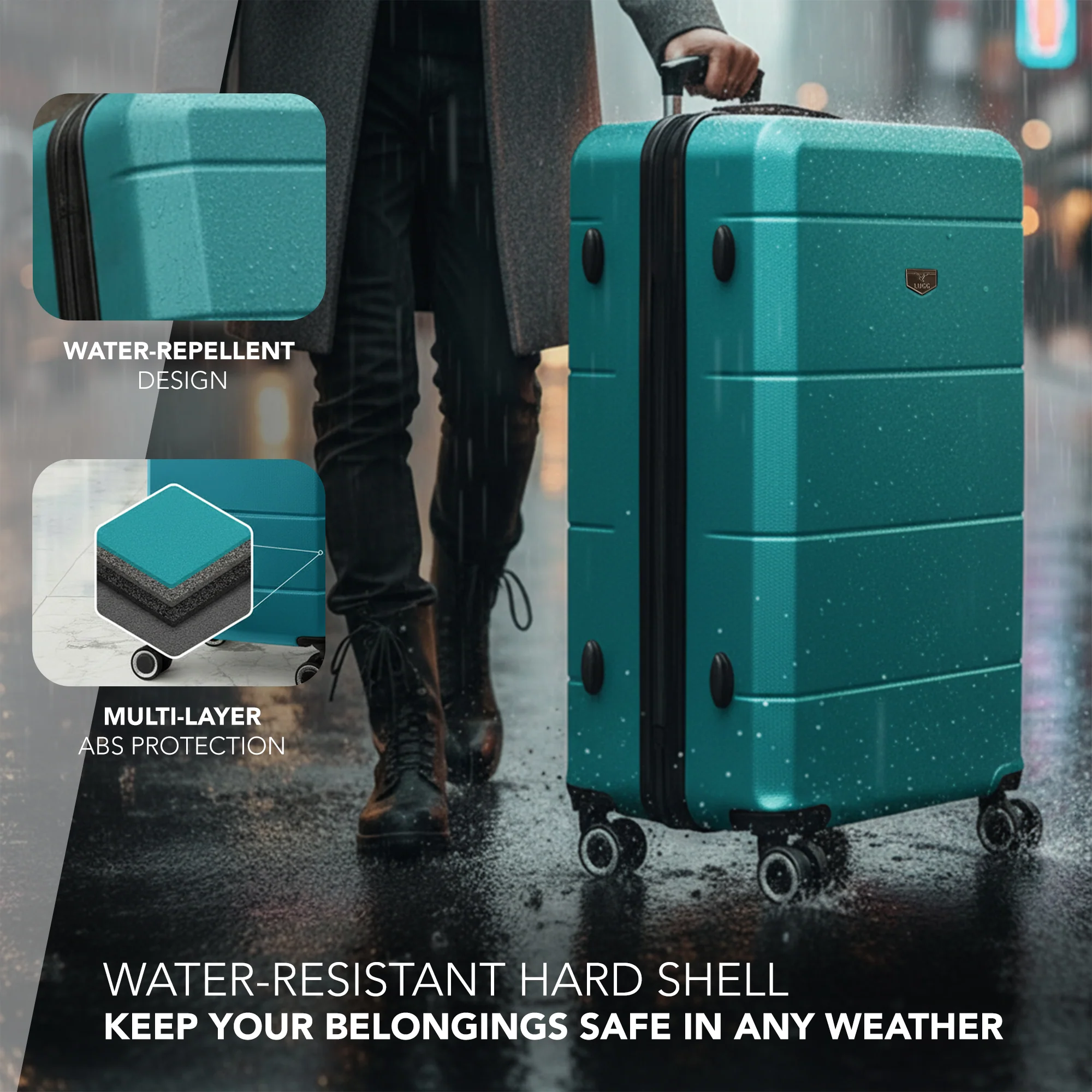 Jetset 32" Large Suitcase – Lightweight Hard Shell Luggage with TSA Lock – Water-Resistant ABS Spinner Suitcase – 4 Wheels – 86x58x31cm Travel Bag - Teal - Image 6