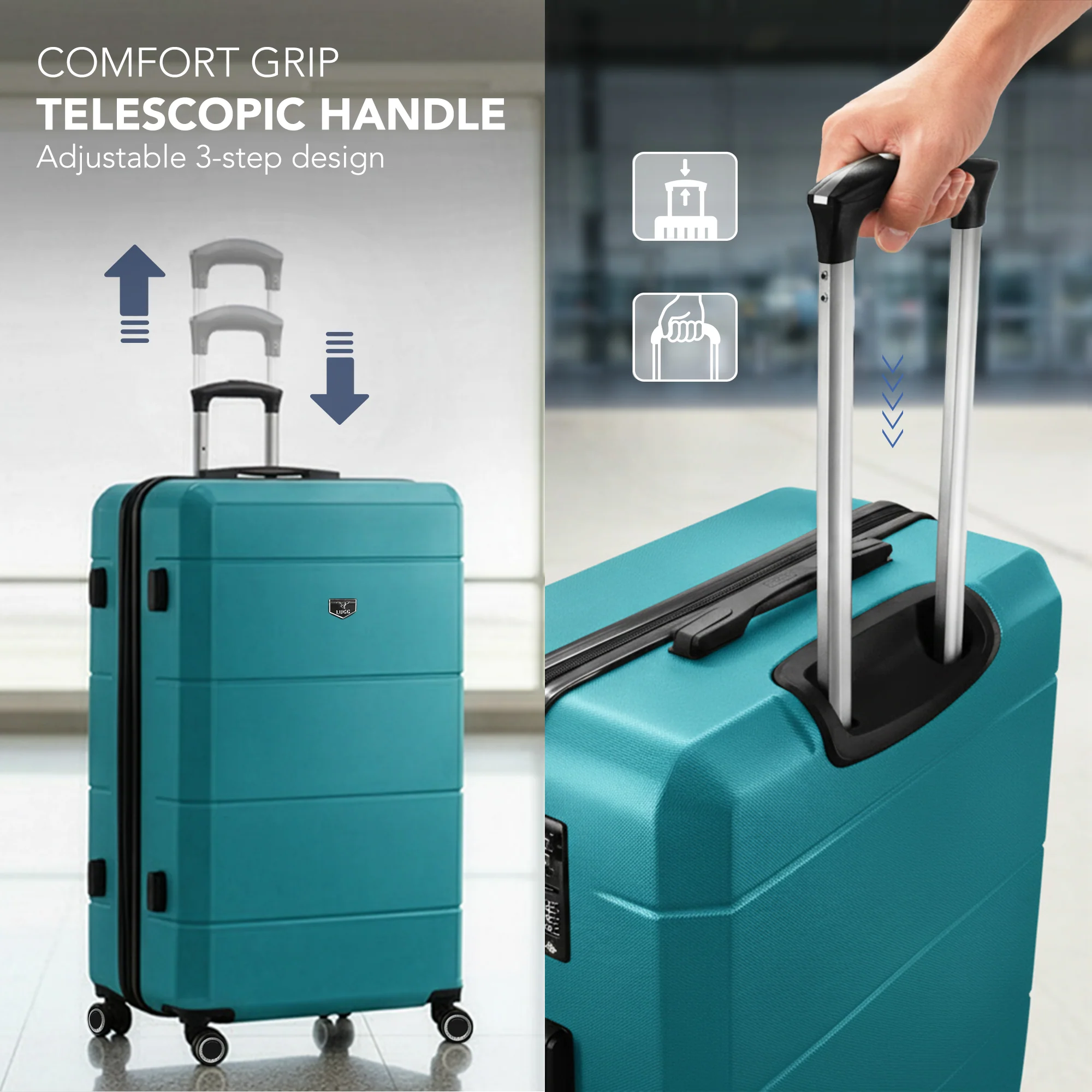 Jetset 32" Large Suitcase – Lightweight Hard Shell Luggage with TSA Lock – Water-Resistant ABS Spinner Suitcase – 4 Wheels – 86x58x31cm Travel Bag - Teal - Image 9