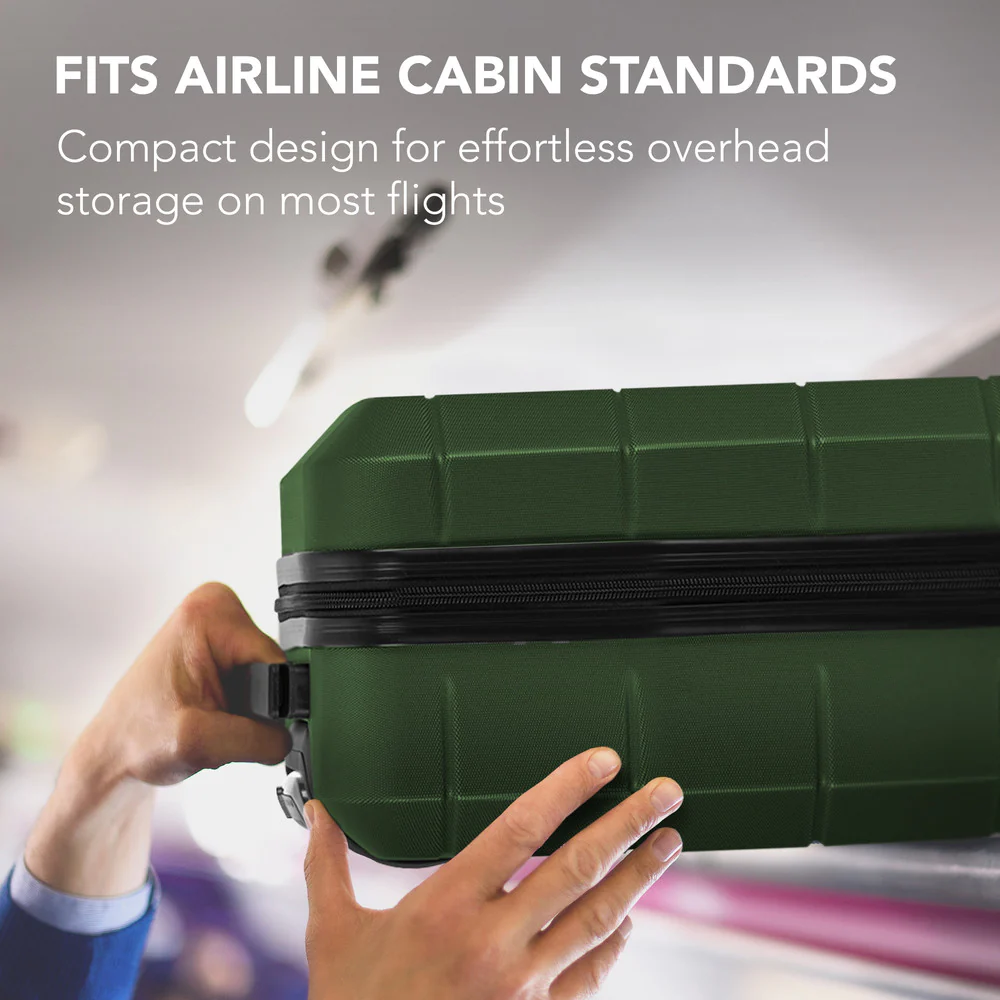 LUGG Jetset 15 Inch ABS Shell Protection Water Resistant & Safe Locking System Easyjet Free Under Seat Luggage (45x33x20cm) - Army Green - Image 8