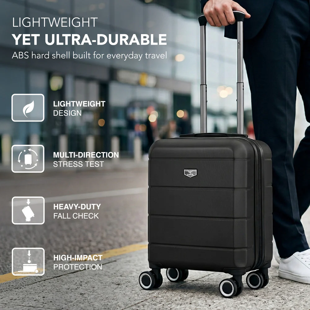 LUGG Jetset 15 Inch ABS Shell Protection Water Resistant & Safe Locking System Easyjet Free Under Seat Luggage (45x33x20cm) - Black - Image 3