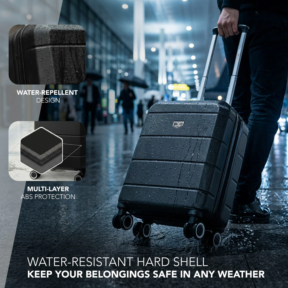 LUGG Jetset 15 Inch ABS Shell Protection Water Resistant & Safe Locking System Easyjet Free Under Seat Luggage (45x33x20cm) - Black - Image 4