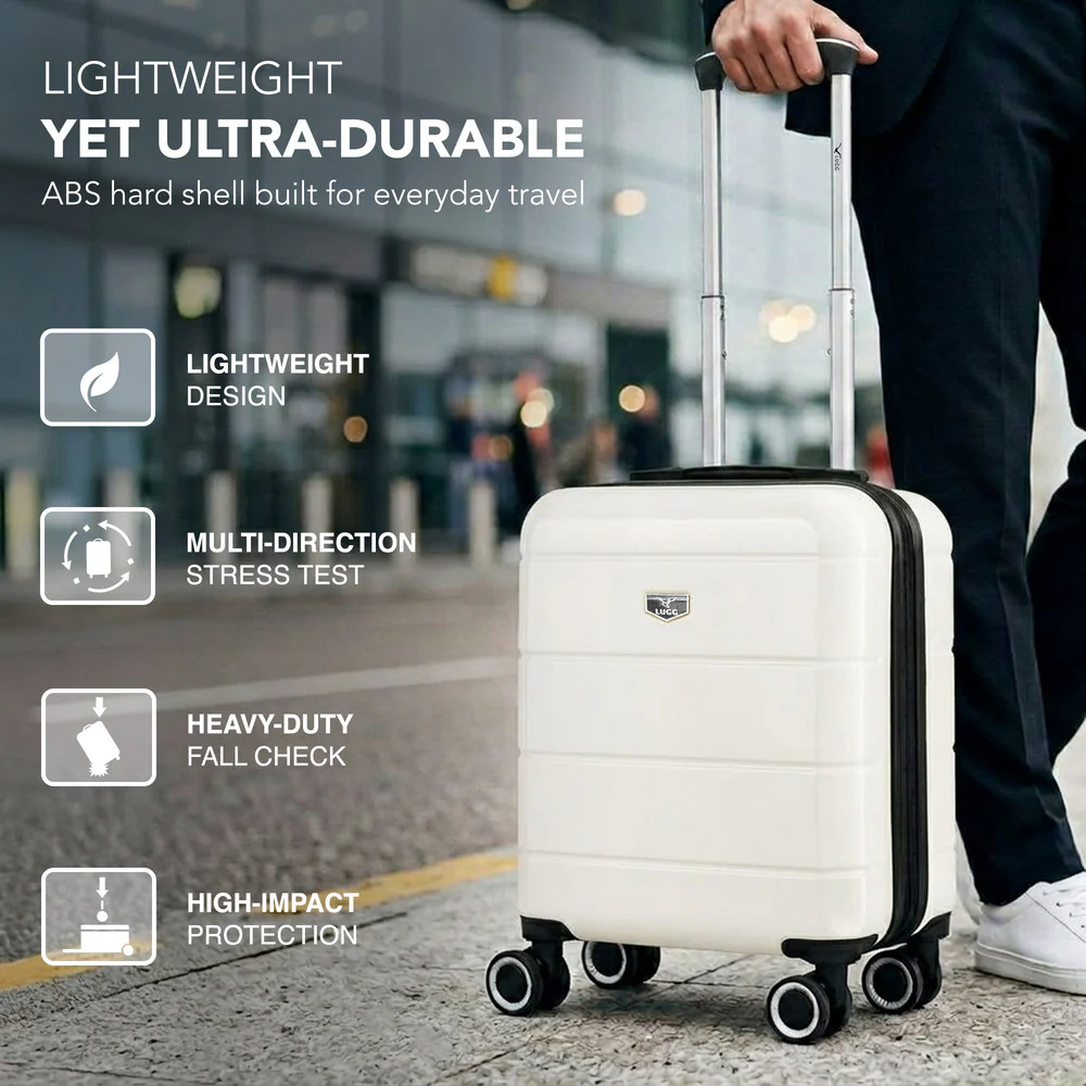 LUGG Jetset 15 Inch ABS Shell Protection Water Resistant & Safe Locking System Easyjet Free Under Seat Luggage (45x33x20cm) - Ivory - Image 3