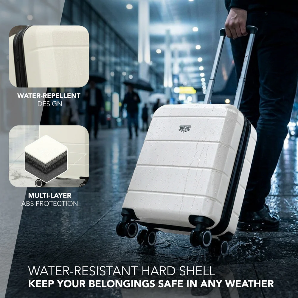LUGG Jetset 15 Inch ABS Shell Protection Water Resistant & Safe Locking System Easyjet Free Under Seat Luggage (45x33x20cm) - Ivory - Image 4