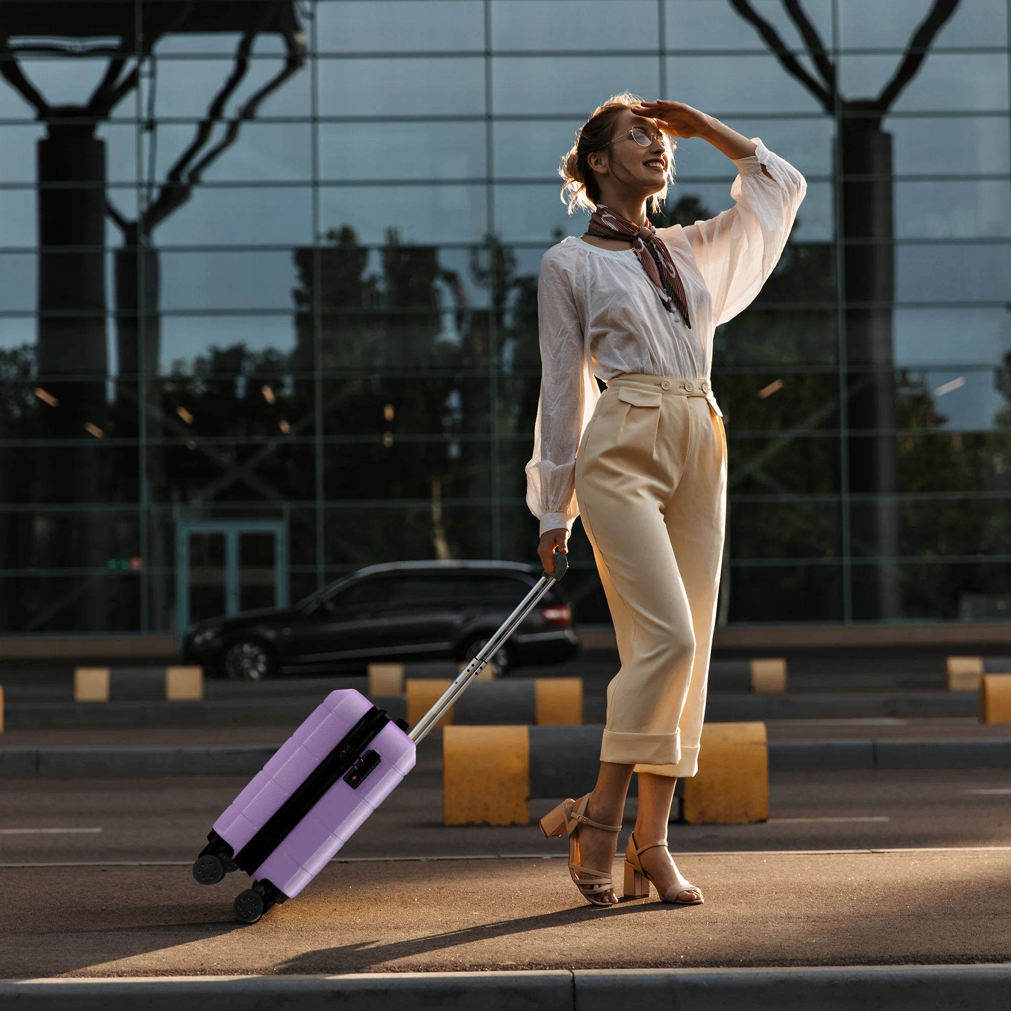 LUGG Jetset 15 Inch ABS Shell Protection Water Resistant & Safe Locking System Easyjet Free Under Seat Luggage (45x33x20cm) - Lavender - Image 7