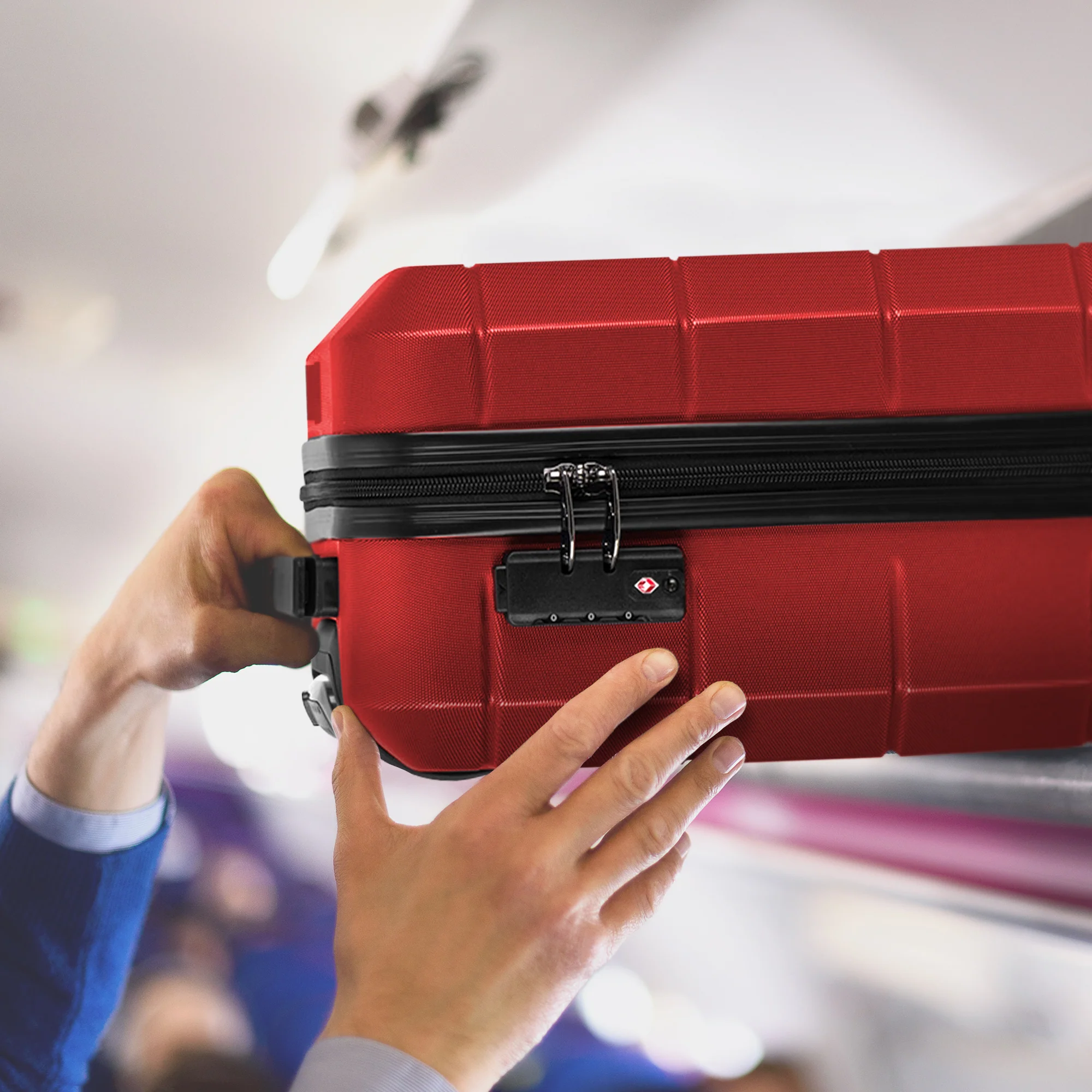 LUGG Jetset 15 Inch ABS Shell Protection Water Resistant & Safe Locking System Easyjet Free Under Seat Luggage (45x33x20cm) - Red - Image 8