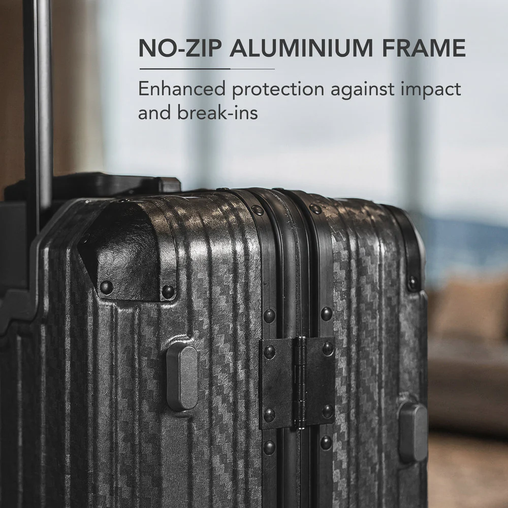 LUGG 24" Hard Shell Trolley Suitcase Aluminium TSA Lock Black 65x45x26.5cm - Image 4