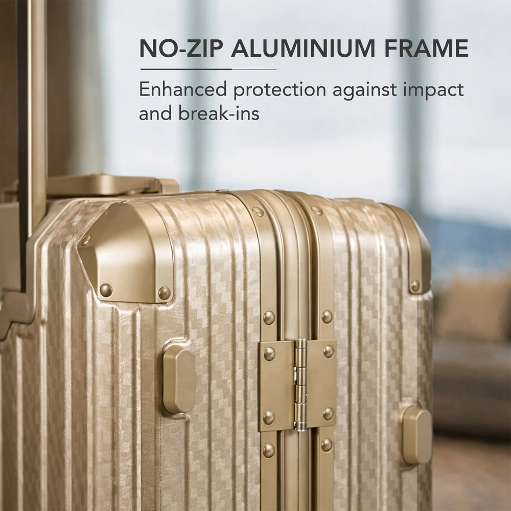LUGG 24" Hard Shell Trolley Suitcase Aluminium TSA Lock Gold 65x45x26.5cm - Image 6