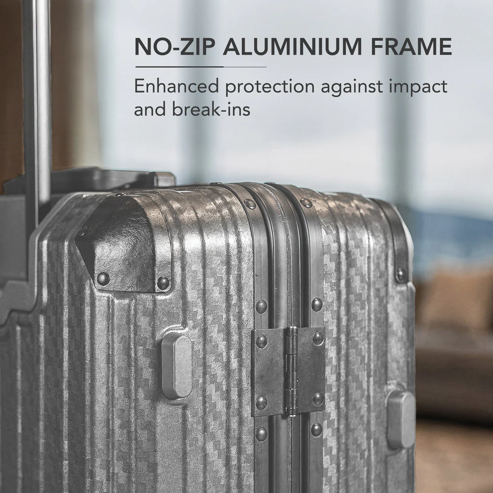 LUGG 24" Hard Shell Trolley Suitcase Aluminium TSA Lock Grey 65x45x26.5cm - Image 4