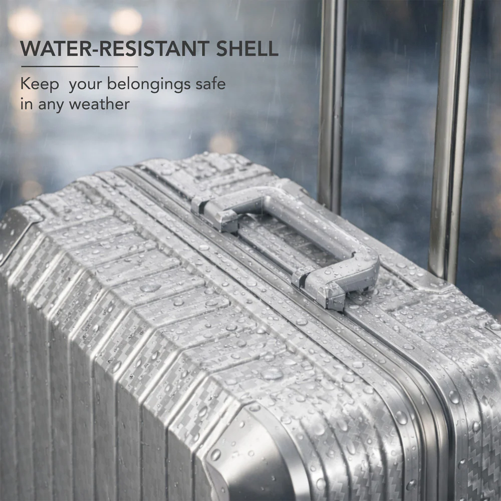 LUGG 24" Hard Shell Trolley Suitcase Aluminium TSA Lock Metallic Silver 65x45x26.5cm - Image 5