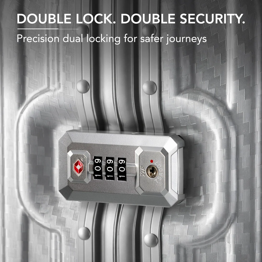 LUGG 24" Hard Shell Trolley Suitcase Aluminium TSA Lock Metallic Silver 65x45x26.5cm - Image 6