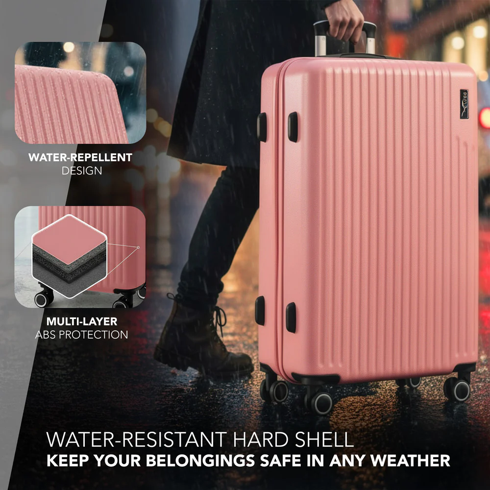LUGG 32inch Vacay Suitcase ABS Luggage with TSA Indent Lock, Aluminium Trolley Handle, 360° Spinner Wheels, Water-Resistant & Durable Material - Airline Compatible (86 x 31 x 58cm) - Clay - Image 4
