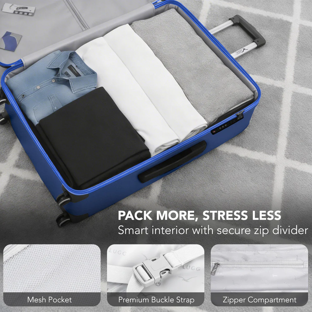 LUGG 32inch Vacay Suitcase ABS Luggage with TSA Indent Lock, Aluminium Trolley Handle, 360° Spinner Wheels, Water-Resistant & Durable Material - Airline Compatible (86 x 31 x 58cm) - Dusk - Image 7