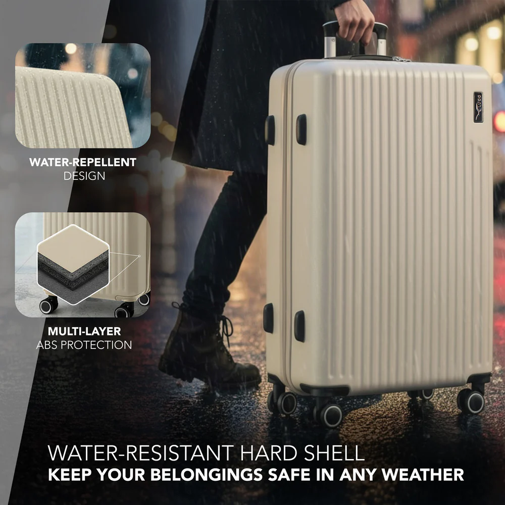 LUGG 32inch Vacay Suitcase ABS Luggage with TSA Indent Lock, Aluminium Trolley Handle, 360° Spinner Wheels, Water-Resistant & Durable Material - Airline Compatible (86 x 31 x 58cm) - Earth - Image 4