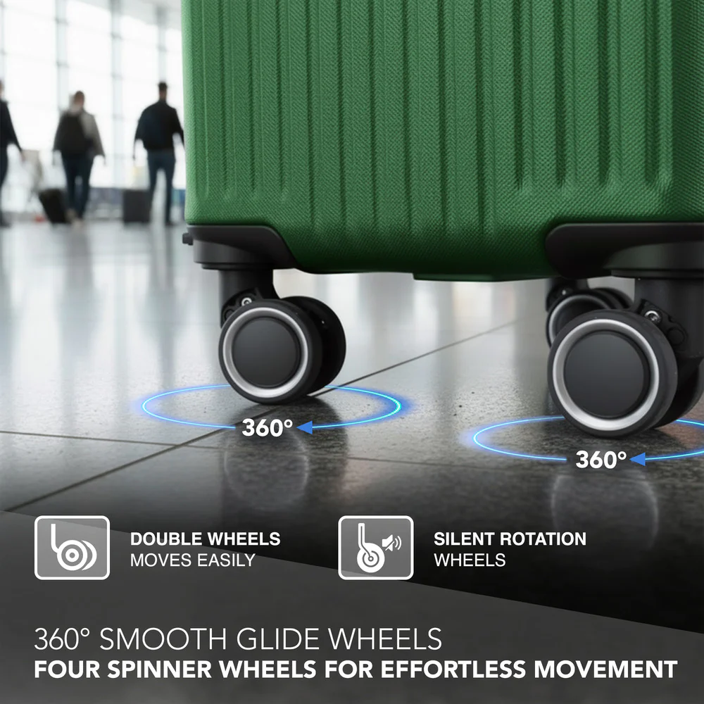 LUGG 32inch Vacay Suitcase ABS Luggage with TSA Indent Lock, Aluminium Trolley Handle, 360° Spinner Wheels, Water-Resistant & Durable Material - Airline Compatible (86 x 31 x 58cm) - Forest - Image 6