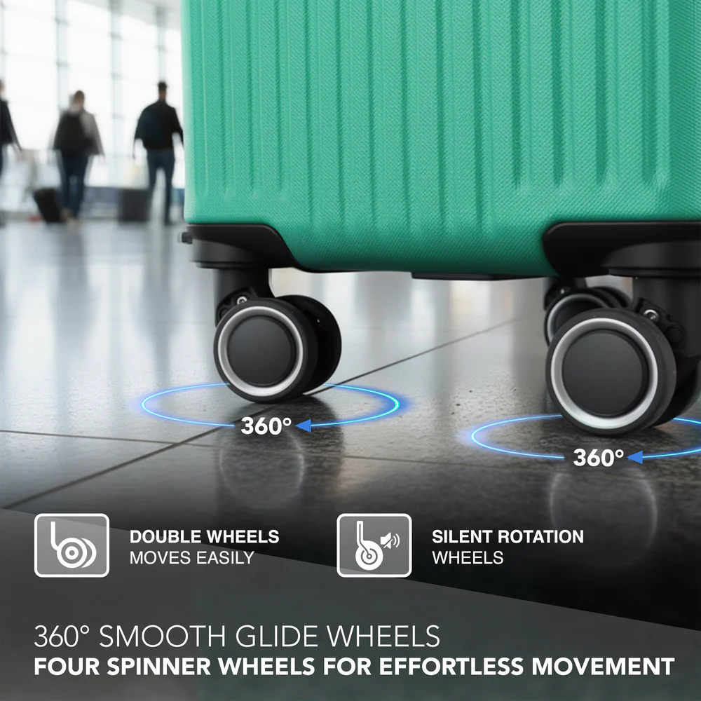 LUGG 32inch Vacay Suitcase ABS Luggage with TSA Indent Lock, Aluminium Trolley Handle, 360° Spinner Wheels, Water-Resistant & Durable Material - Airline Compatible (86 x 31 x 58cm) - Mint - Image 6