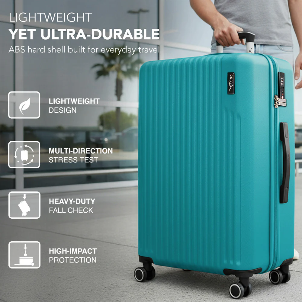 LUGG 32inch Vacay Suitcase ABS Luggage with TSA Indent Lock, Aluminium Trolley Handle, 360° Spinner Wheels, Water-Resistant & Durable Material - Airline Compatible (86 x 31 x 58cm) - Ocean - Image 3