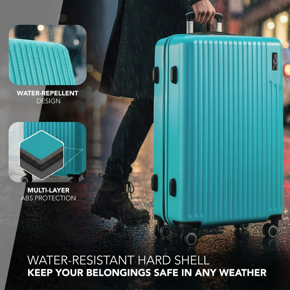 LUGG 32inch Vacay Suitcase ABS Luggage with TSA Indent Lock, Aluminium Trolley Handle, 360° Spinner Wheels, Water-Resistant & Durable Material - Airline Compatible (86 x 31 x 58cm) - Ocean - Image 4