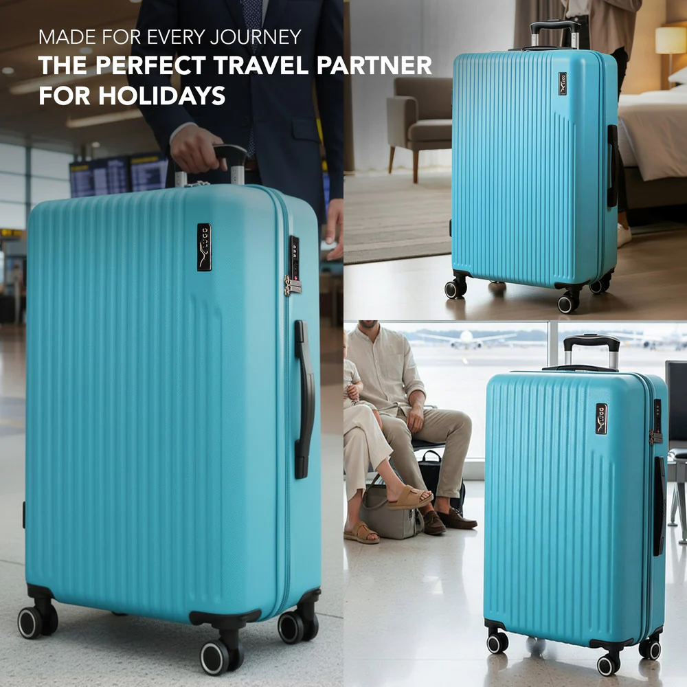 LUGG 32inch Vacay Suitcase ABS Luggage with TSA Indent Lock, Aluminium Trolley Handle, 360° Spinner Wheels, Water-Resistant & Durable Material - Airline Compatible (86 x 31 x 58cm) - Ocean - Image 9