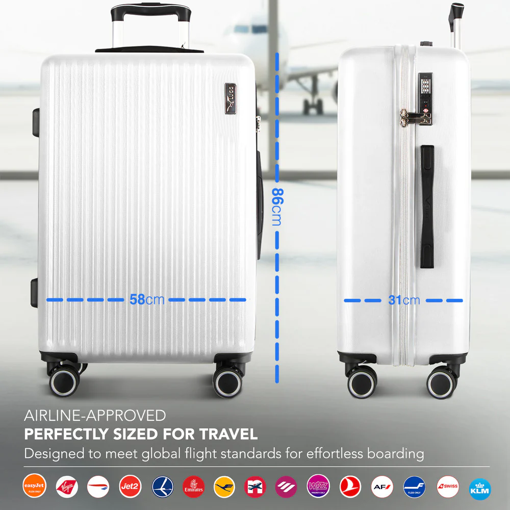 LUGG 32inch Vacay Suitcase ABS Luggage with TSA Indent Lock, Aluminium Trolley Handle, 360° Spinner Wheels, Water-Resistant & Durable Material - Airline Compatible (86 x 31 x 58cm) - Pearl - Image 2