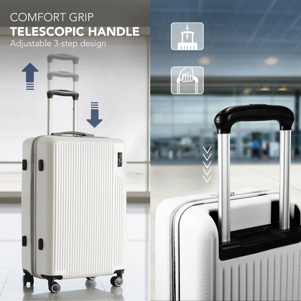 LUGG 32inch Vacay Suitcase ABS Luggage with TSA Indent Lock, Aluminium Trolley Handle, 360° Spinner Wheels, Water-Resistant & Durable Material - Airline Compatible (86 x 31 x 58cm) - Pearl - Image 7