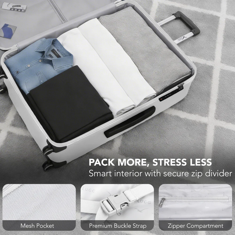 LUGG 32inch Vacay Suitcase ABS Luggage with TSA Indent Lock, Aluminium Trolley Handle, 360° Spinner Wheels, Water-Resistant & Durable Material - Airline Compatible (86 x 31 x 58cm) - Pearl - Image 8