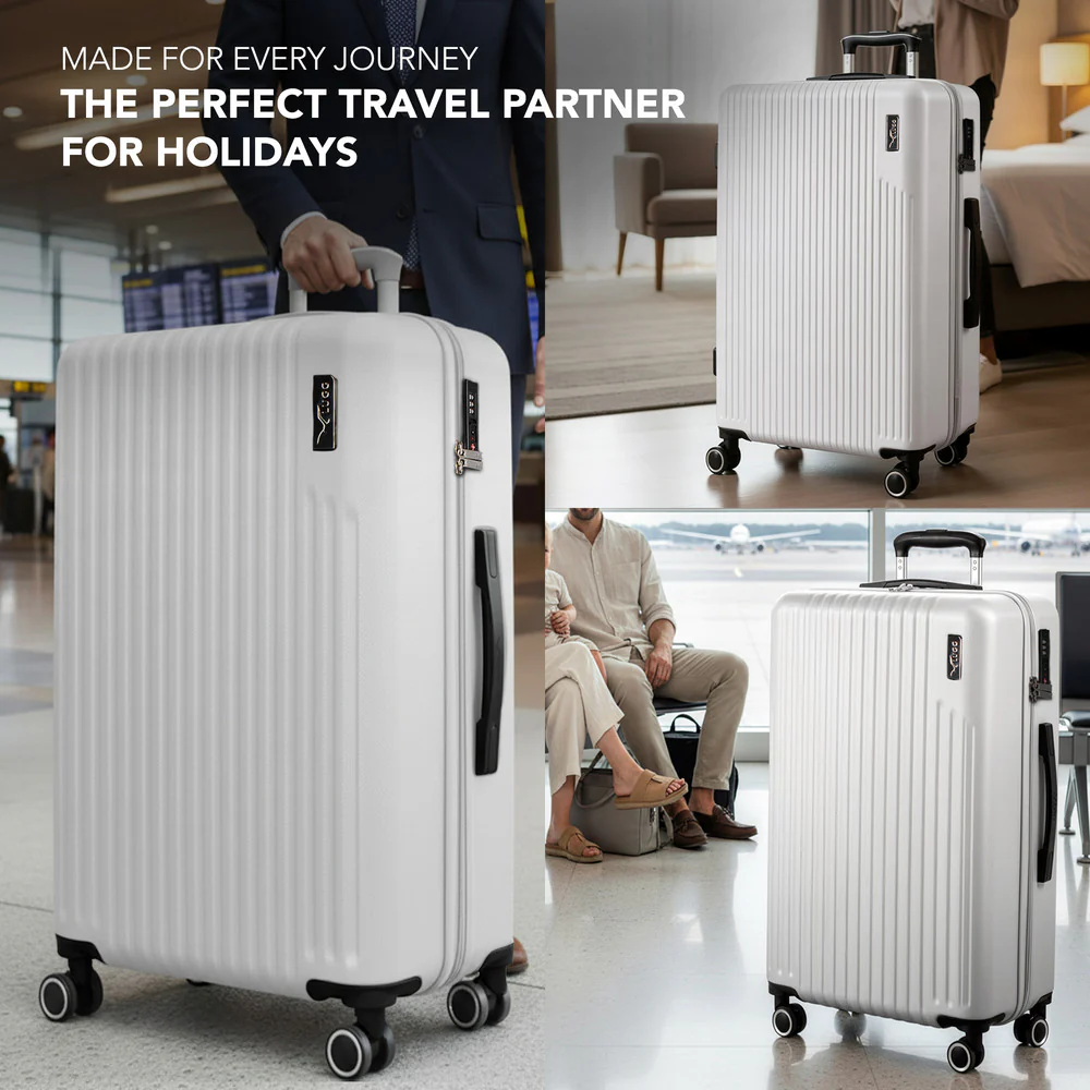LUGG 32inch Vacay Suitcase ABS Luggage with TSA Indent Lock, Aluminium Trolley Handle, 360° Spinner Wheels, Water-Resistant & Durable Material - Airline Compatible (86 x 31 x 58cm) - Pearl - Image 9