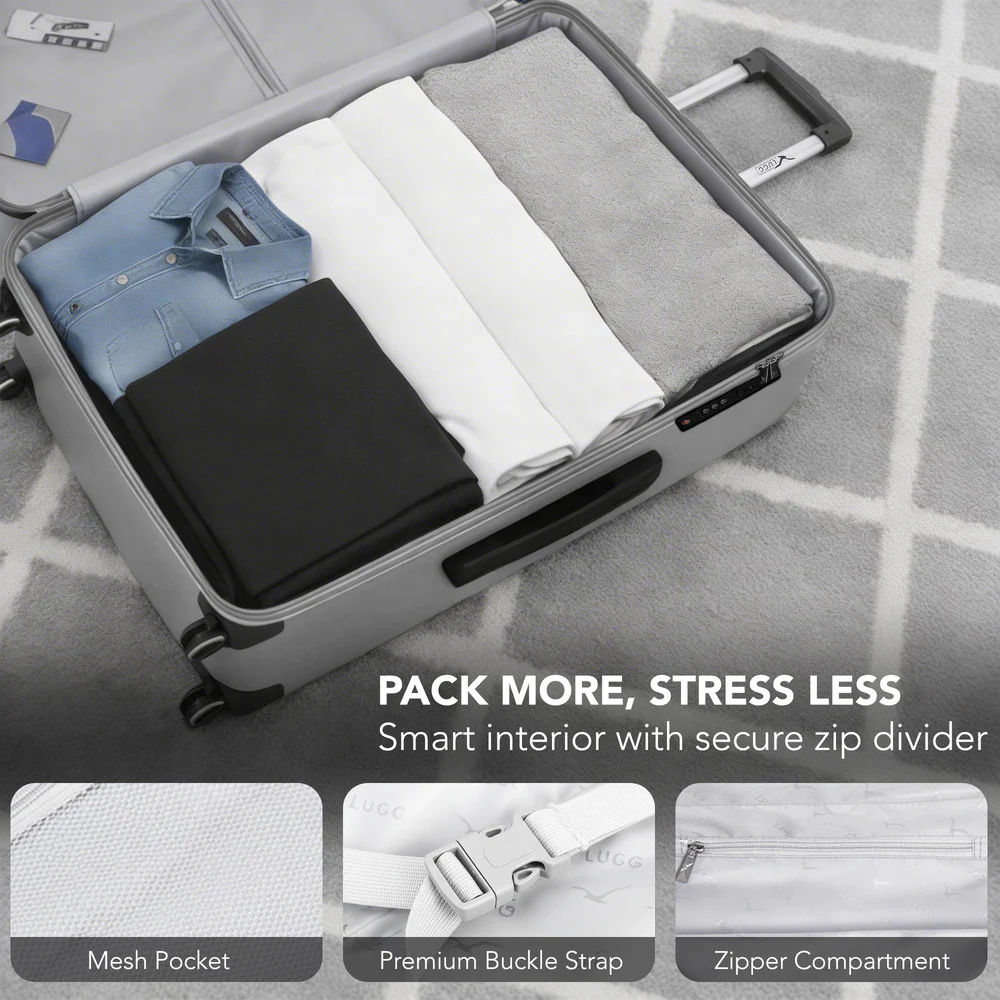 LUGG 32inch Vacay Suitcase ABS Luggage with TSA Indent Lock, Aluminium Trolley Handle, 360° Spinner Wheels, Water-Resistant & Durable Material - Airline Compatible (86 x 31 x 58cm) - Raven - Image 8