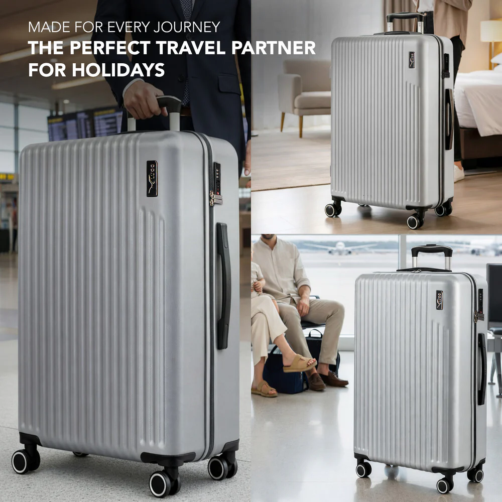 LUGG 32inch Vacay Suitcase ABS Luggage with TSA Indent Lock, Aluminium Trolley Handle, 360° Spinner Wheels, Water-Resistant & Durable Material - Airline Compatible (86 x 31 x 58cm) - Raven - Image 9