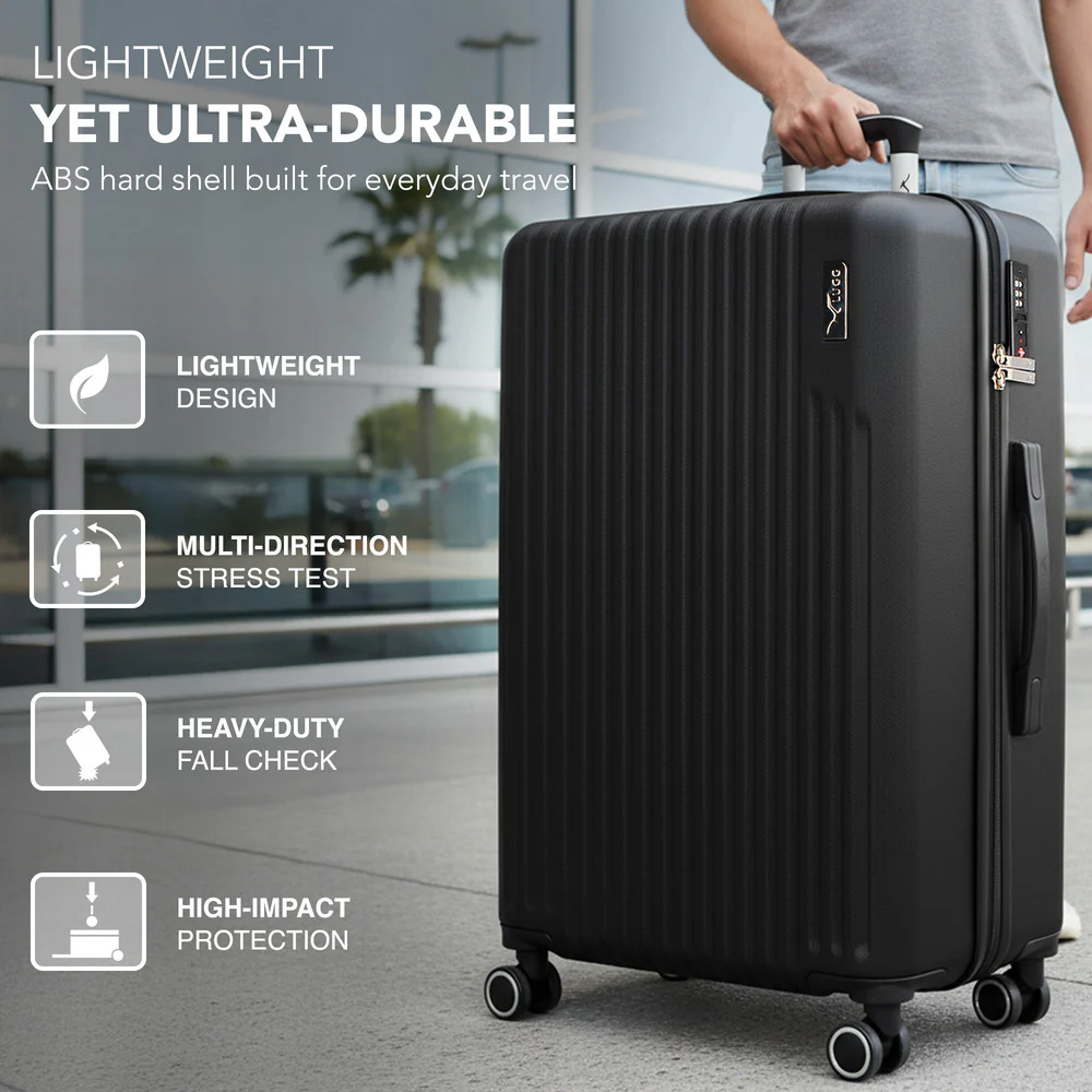 LUGG 32inch Vacay Suitcase ABS Luggage with TSA Indent Lock, Aluminium Trolley Handle, 360° Spinner Wheels, Water-Resistant & Durable Material - Airline Compatible (86 x 31 x 58cm) - Shadow - Image 3