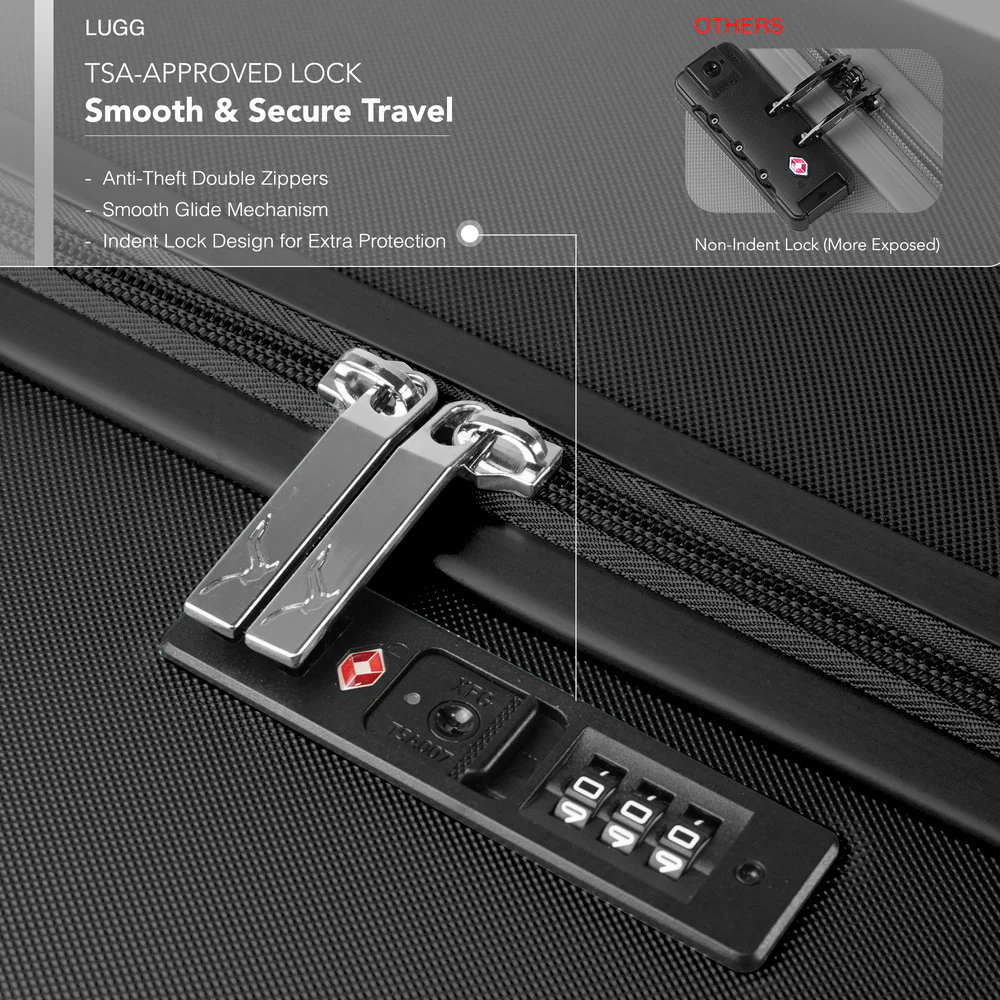 LUGG 32inch Vacay Suitcase ABS Luggage with TSA Indent Lock, Aluminium Trolley Handle, 360° Spinner Wheels, Water-Resistant & Durable Material - Airline Compatible (86 x 31 x 58cm) - Shadow - Image 5