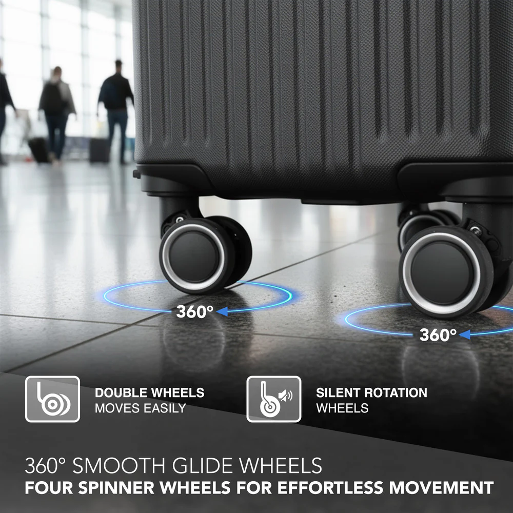 LUGG 32inch Vacay Suitcase ABS Luggage with TSA Indent Lock, Aluminium Trolley Handle, 360° Spinner Wheels, Water-Resistant & Durable Material - Airline Compatible (86 x 31 x 58cm) - Shadow - Image 6