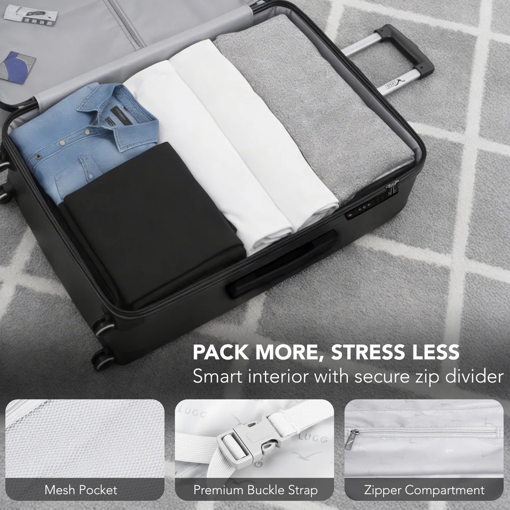 LUGG 32inch Vacay Suitcase ABS Luggage with TSA Indent Lock, Aluminium Trolley Handle, 360° Spinner Wheels, Water-Resistant & Durable Material - Airline Compatible (86 x 31 x 58cm) - Shadow - Image 8
