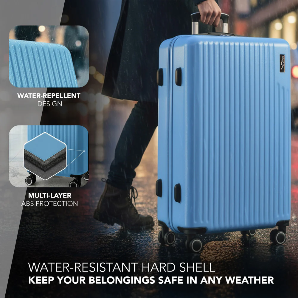 LUGG 32inch Vacay Suitcase ABS Luggage with TSA Indent Lock, Aluminium Trolley Handle, 360° Spinner Wheels, Water-Resistant & Durable Material - Airline Compatible (86 x 31 x 58cm) - Skyblue - Image 4