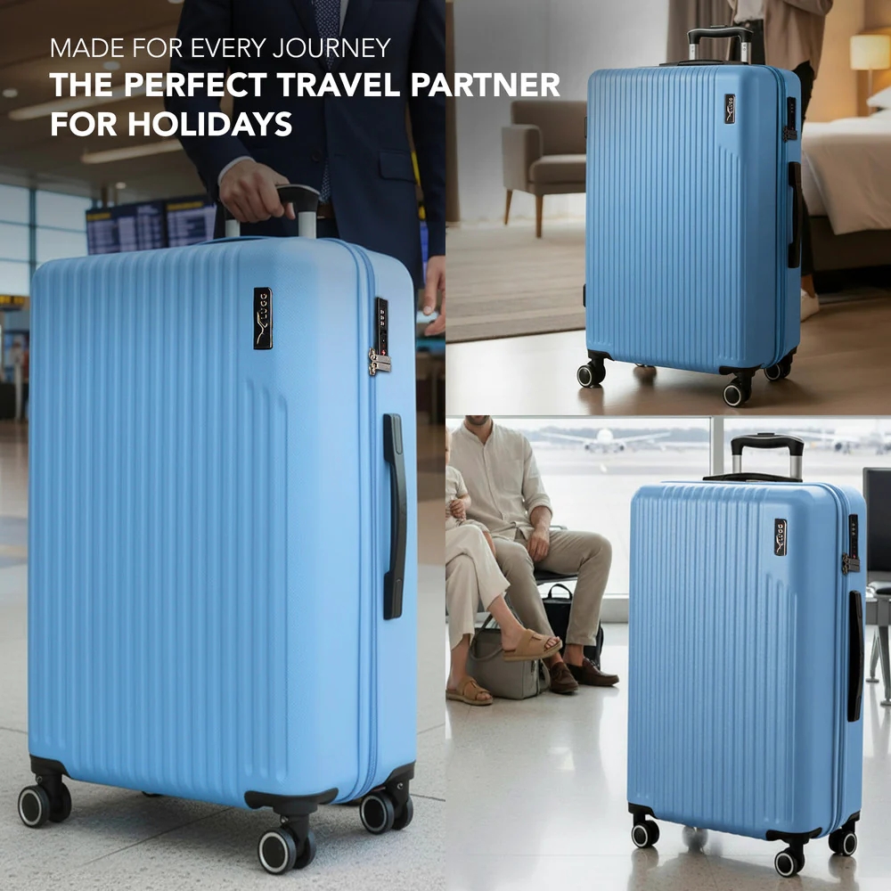 LUGG 32inch Vacay Suitcase ABS Luggage with TSA Indent Lock, Aluminium Trolley Handle, 360° Spinner Wheels, Water-Resistant & Durable Material - Airline Compatible (86 x 31 x 58cm) - Skyblue - Image 9