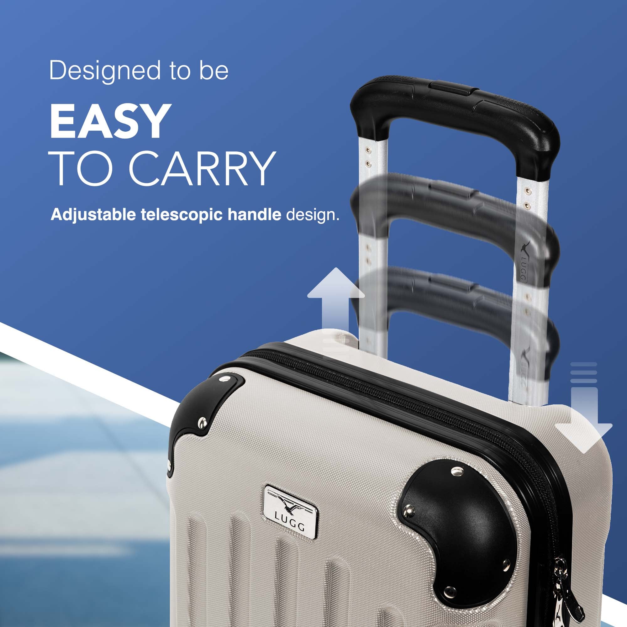 LUGG 40cm Skywander Lightweight Underseat Cabin Bag – Ryanair & EasyJet Approved Carry-On Suitcase, Durable ABS Hard Shell, Smooth Double Spinner Wheels, Water-Resistant & Compact Luggage (40x30x20cm, without wheels) - Beige - Image 4