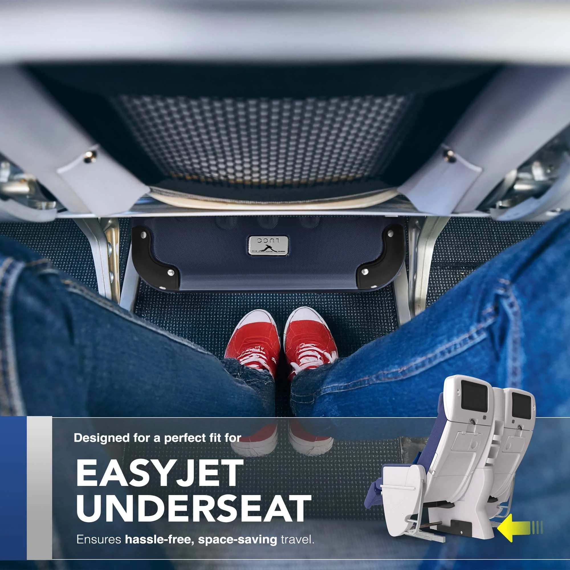 LUGG 40cm Skywander Lightweight Underseat Cabin Bag – Ryanair & EasyJet Approved Carry-On Suitcase, Durable ABS Hard Shell, Smooth Double Spinner Wheels, Water-Resistant & Compact Luggage (40x30x20cm, without wheels) - Midnight Blue - Image 5