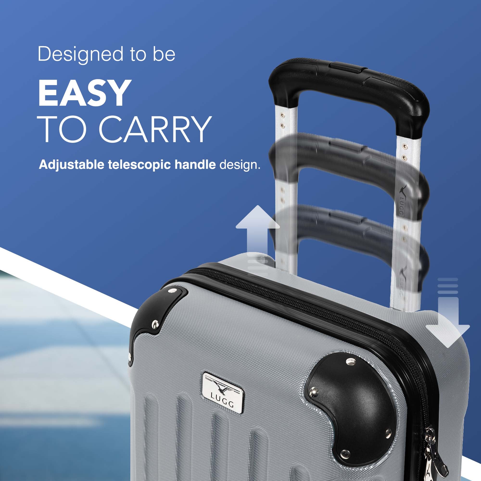 LUGG 40cm Skywander Lightweight Underseat Cabin Bag – Ryanair & EasyJet Approved Carry-On Suitcase, Durable ABS Hard Shell, Smooth Double Spinner Wheels, Water-Resistant & Compact Luggage (40x30x20cm, without wheels) - Silver - Image 4