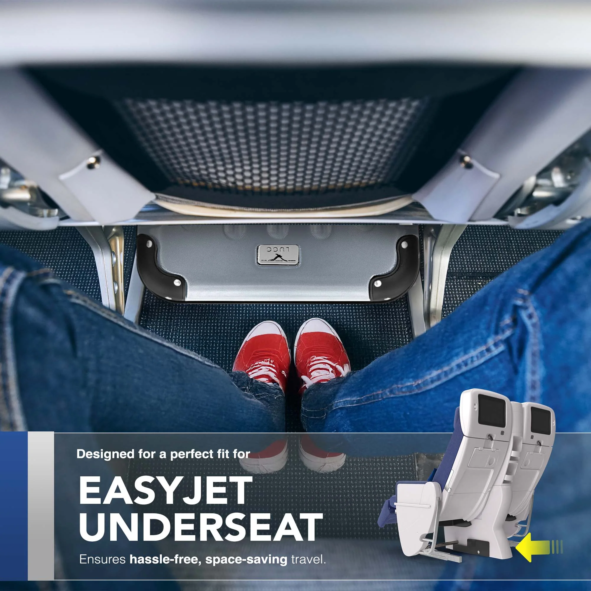 LUGG 40cm Skywander Lightweight Underseat Cabin Bag – Ryanair & EasyJet Approved Carry-On Suitcase, Durable ABS Hard Shell, Smooth Double Spinner Wheels, Water-Resistant & Compact Luggage (40x30x20cm, without wheels) - Silver - Image 5
