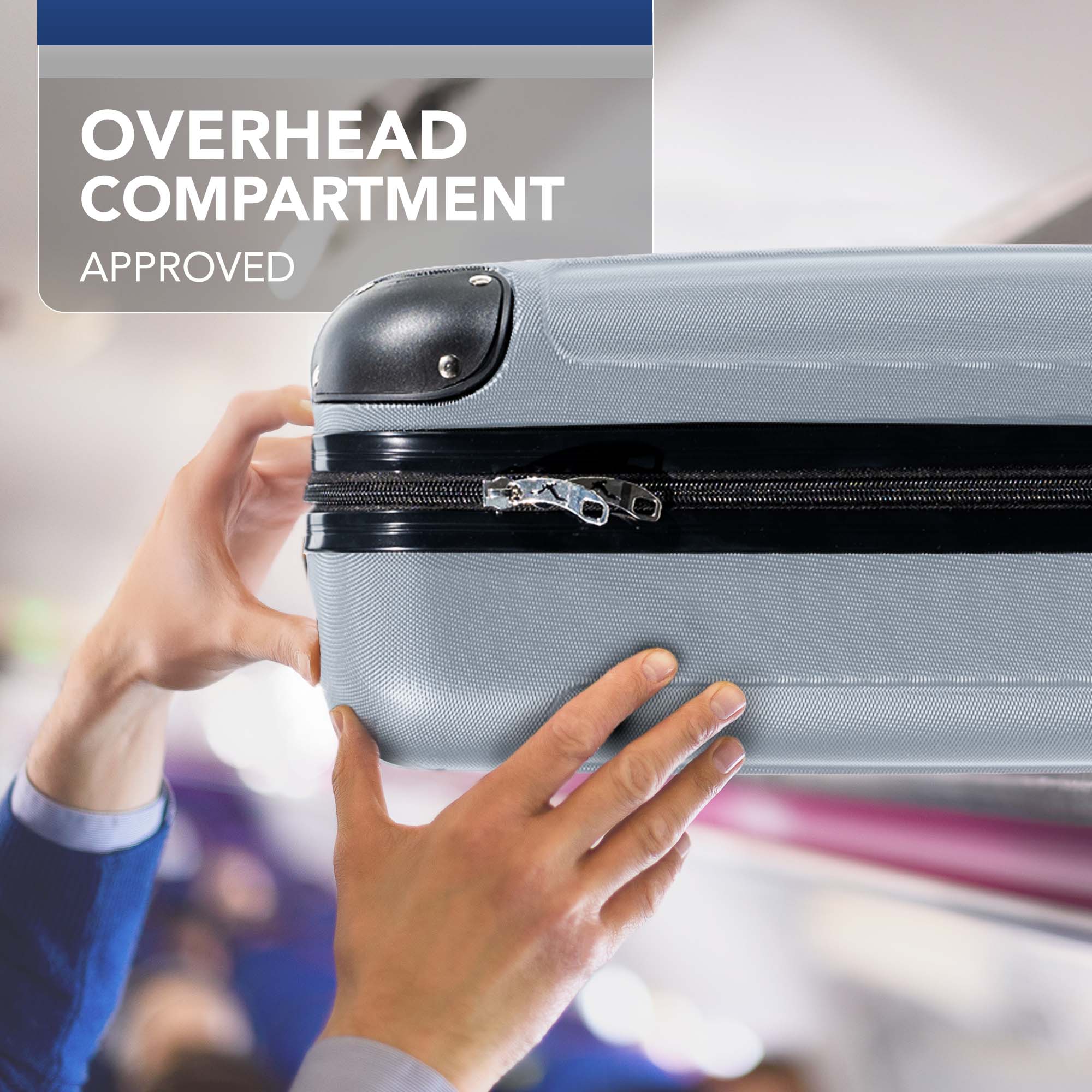 LUGG 40cm Skywander Lightweight Underseat Cabin Bag – Ryanair & EasyJet Approved Carry-On Suitcase, Durable ABS Hard Shell, Smooth Double Spinner Wheels, Water-Resistant & Compact Luggage (40x30x20cm, without wheels) - Silver - Image 7