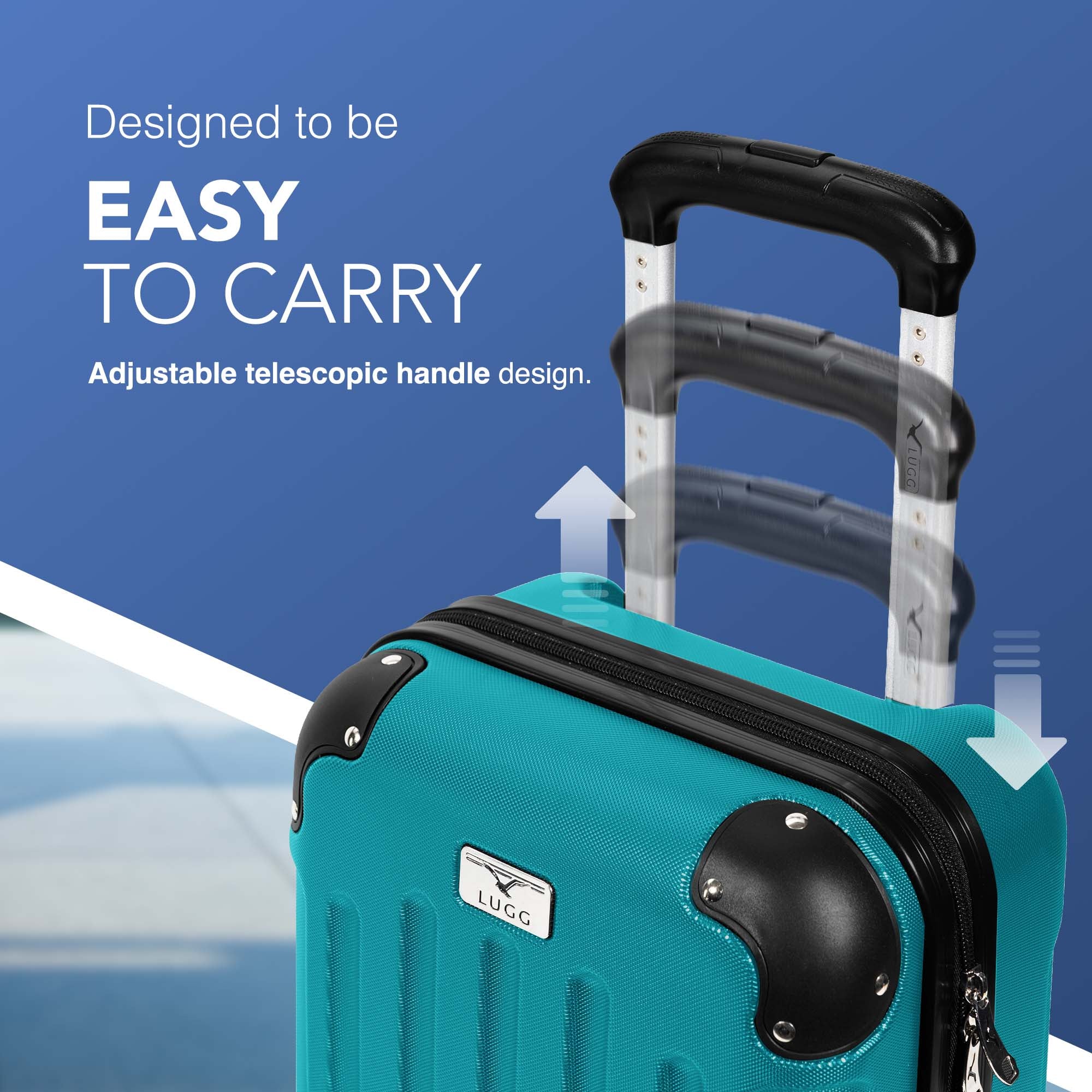 LUGG 40cm Skywander Lightweight Underseat Cabin Bag – Ryanair & EasyJet Approved Carry-On Suitcase, Durable ABS Hard Shell, Smooth Double Spinner Wheels, Water-Resistant & Compact Luggage (40x30x20cm, without wheels) - Teal - Image 4